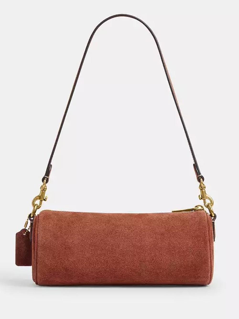 Coach Barrel Bag in Brass/Clay Orange/Brown Suede & Refined Calf Leather NWT - Picture 6 of 15